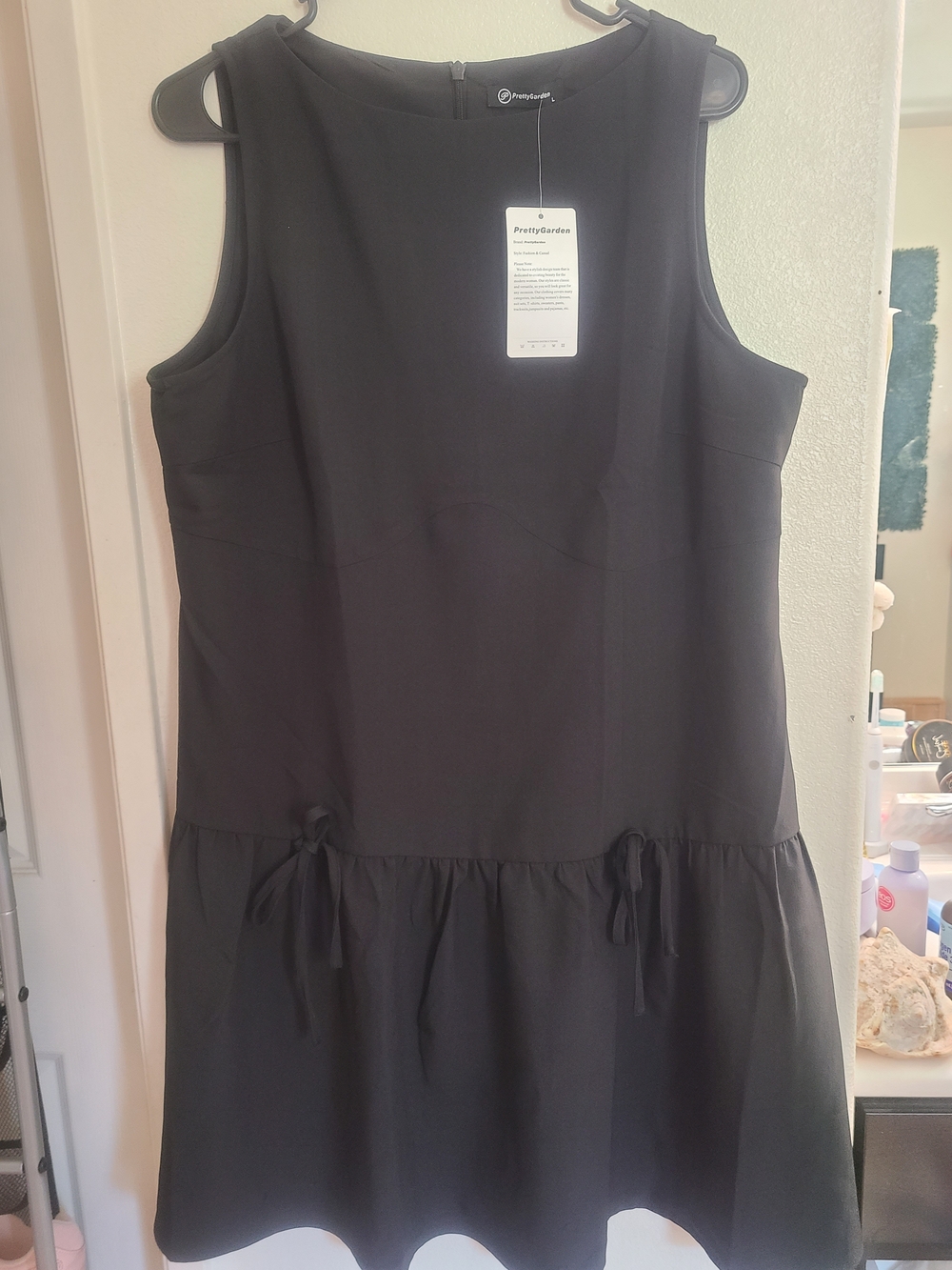 PrettyGarden Black Sleeveless Mini Dress with Drop-Waist Ruffle